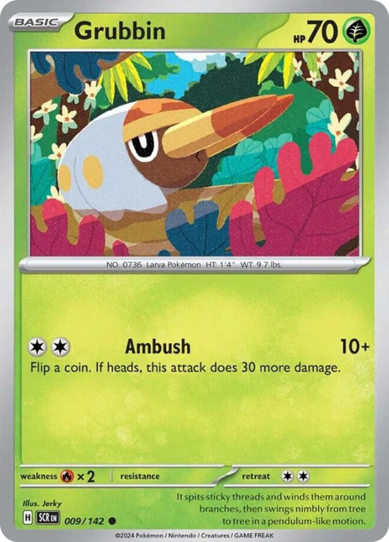 Pokémonkaart Grubbin nummer 9/142 uit de set Stellar Crown (Scarlet & Violet)