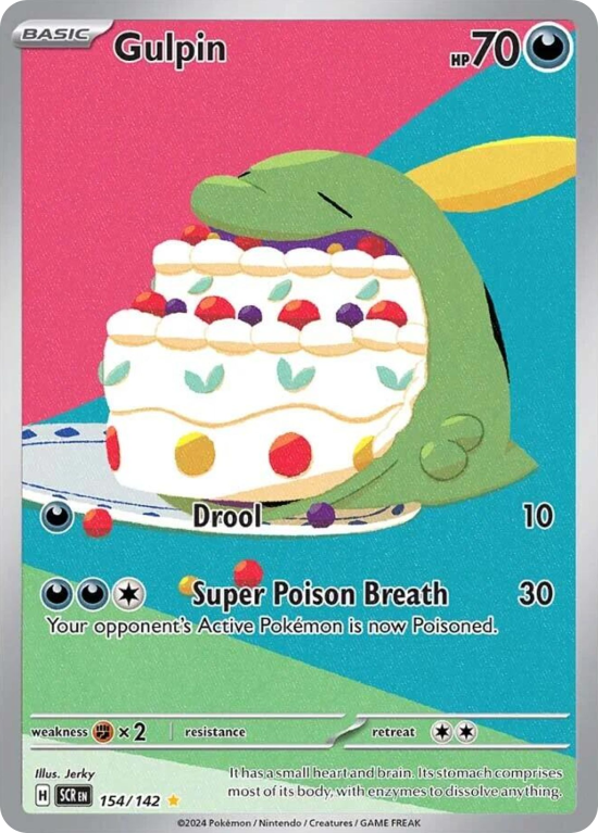 Pokémonkaart Gulpin nummer 154/142 uit de set Stellar Crown (Scarlet & Violet)