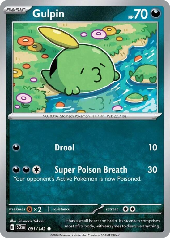 Pokémonkaart Gulpin nummer 91/142 uit de set Stellar Crown (Scarlet & Violet)