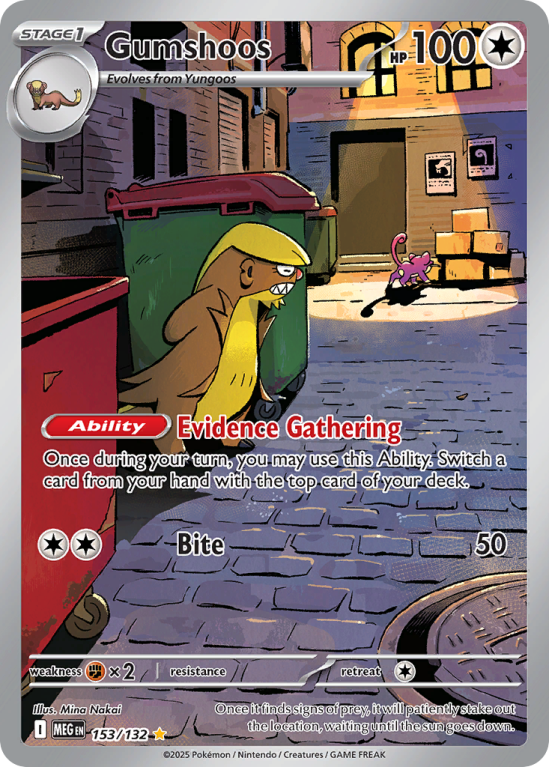 Pokémonkaart Gumshoos nummer 153/132 uit de set Mega Evolution