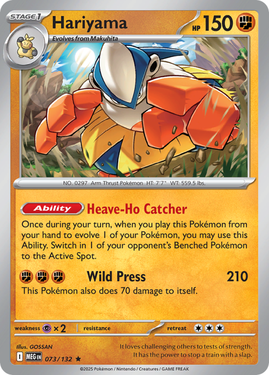 Pokémonkaart Hariyama nummer 73/132 uit de set Mega Evolution