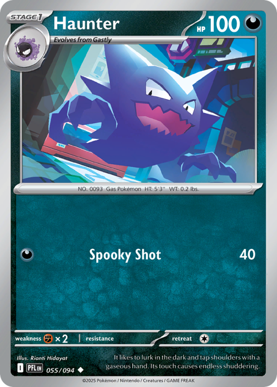 Pokémonkaart Haunter nummer 55/94 uit de set Phantasmal Flames (Mega Evolution)