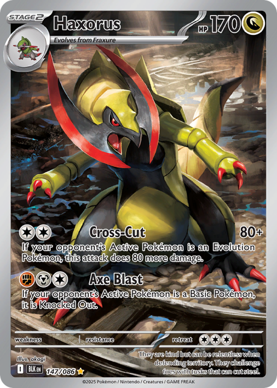 Pokémonkaart Haxorus nummer 147/86 uit de set Black Bolt (Scarlet & Violet)