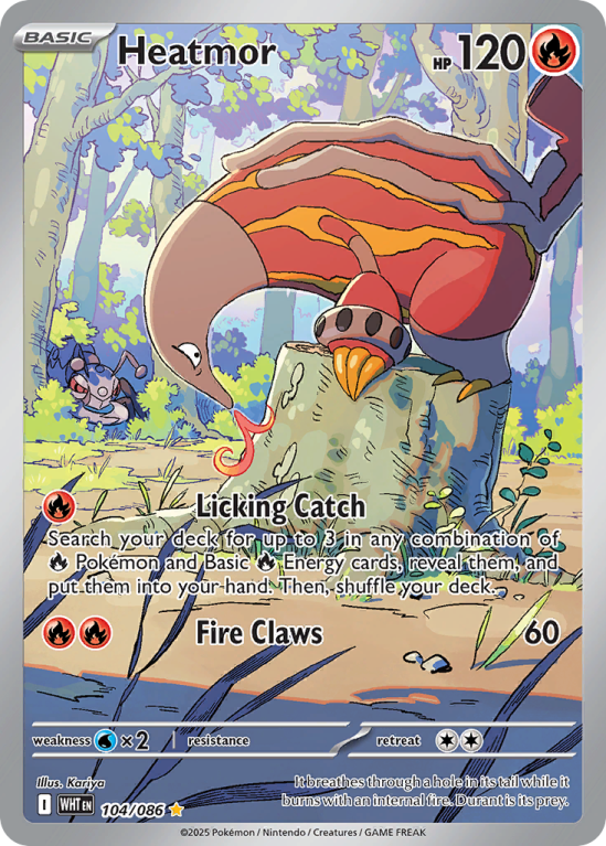 Pokémonkaart Heatmor nummer 104/86 uit de set White Flare (Scarlet & Violet)
