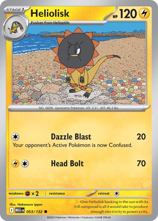 Pokémonkaart Heliolisk nummer 53/132 uit de set Mega Evolution