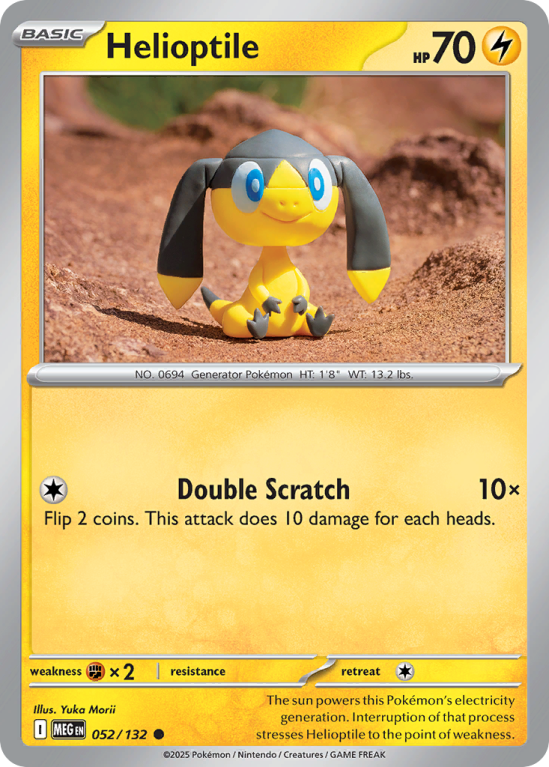 Pokémonkaart Helioptile nummer 52/132 uit de set Mega Evolution