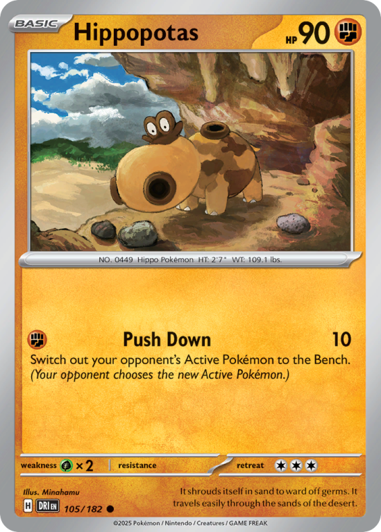 Pokémonkaart Hippopotas nummer 105/182 uit de set Destined Rivals (Scarlet & Violet)
