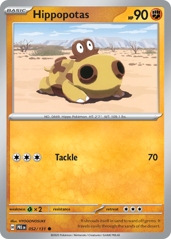 Pokémonkaart Hippopotas nummer 52/131 uit de set Prismatic Evolutions (Scarlet & Violet)