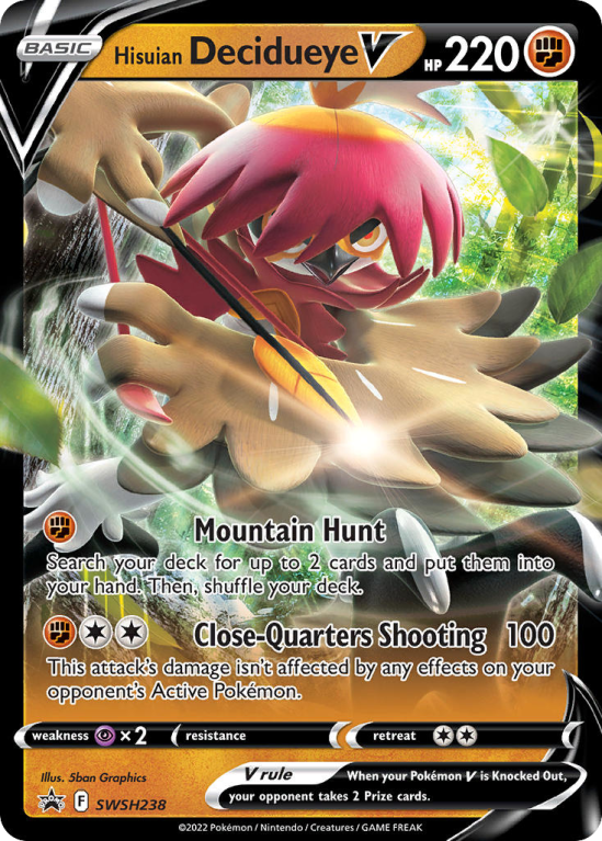 Pokémonkaart Hisuian Decidueye V nummer SWSH238/103 uit de set SWSH Black Star Promos (Sword & Shield)