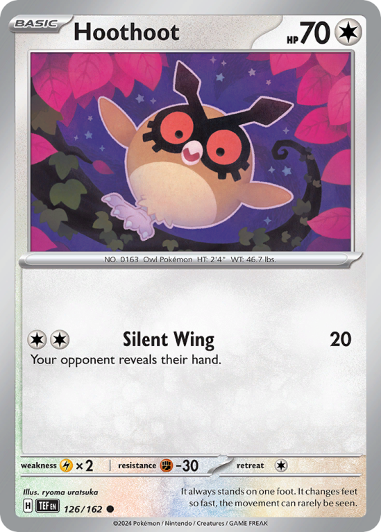Pokémonkaart Hoothoot nummer 126/162 uit de set Temporal Forces (Scarlet & Violet)