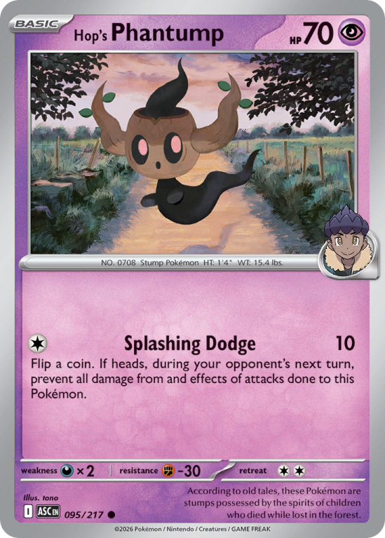 Pokémonkaart Hop's Phantump nummer 95/217 uit de set Ascended Heroes (Mega Evolution)