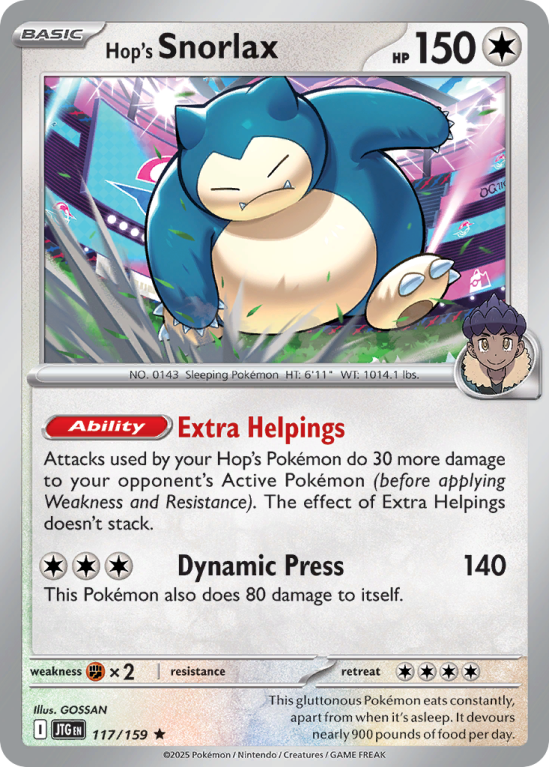 Pokémonkaart Hop's Snorlax nummer 117/159 uit de set Journey Together (Scarlet & Violet)