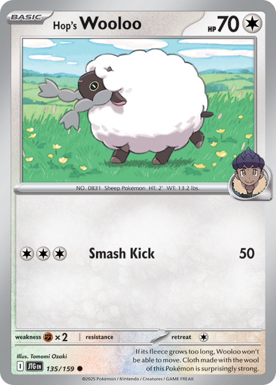 Pokémonkaart Hop's Wooloo nummer 135/159 uit de set Journey Together (Scarlet & Violet)