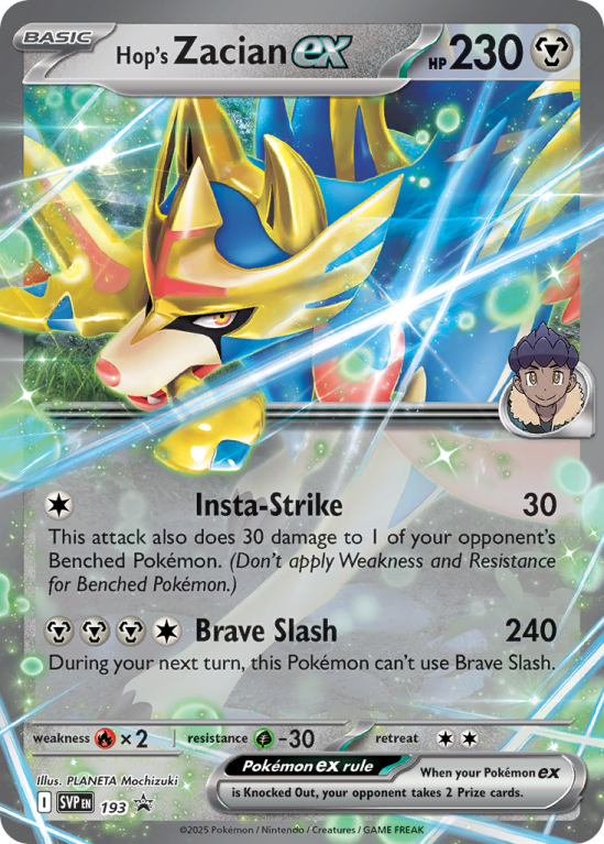 Pokémonkaart Hop's Zacian ex nummer 193/14 uit de set Scarlet & Violet Black Star Promos (Scarlet & Violet)