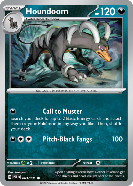 Pokémonkaart Houndoom nummer 63/131 uit de set Prismatic Evolutions (Scarlet & Violet)