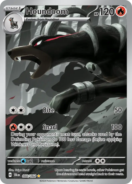 Pokémonkaart Houndoom nummer 66/64 uit de set Shrouded Fable (Scarlet & Violet)