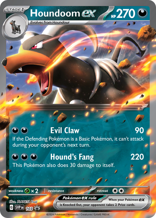 Pokémonkaart Houndoom ex nummer 103/14 uit de set Scarlet & Violet Black Star Promos (Scarlet & Violet)
