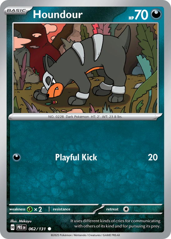Pokémonkaart Houndour nummer 62/131 uit de set Prismatic Evolutions (Scarlet & Violet)