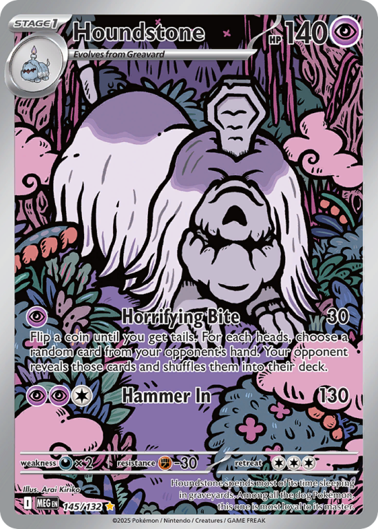 Pokémonkaart Houndstone nummer 145/132 uit de set Mega Evolution