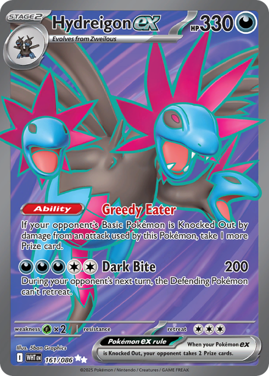 Pokémonkaart Hydreigon ex nummer 161/86 uit de set White Flare (Scarlet & Violet)
