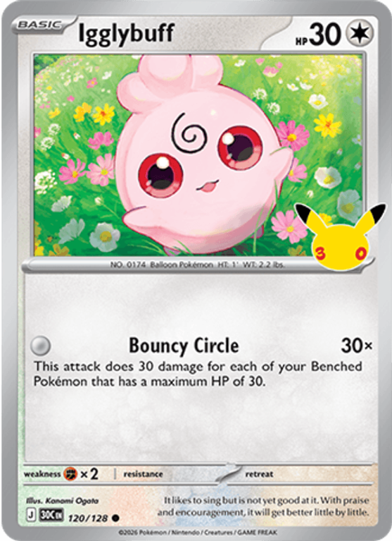 Pokémonkaart Igglybuff nummer 120/128 uit de set 30th Celebration (Mega Evolution)