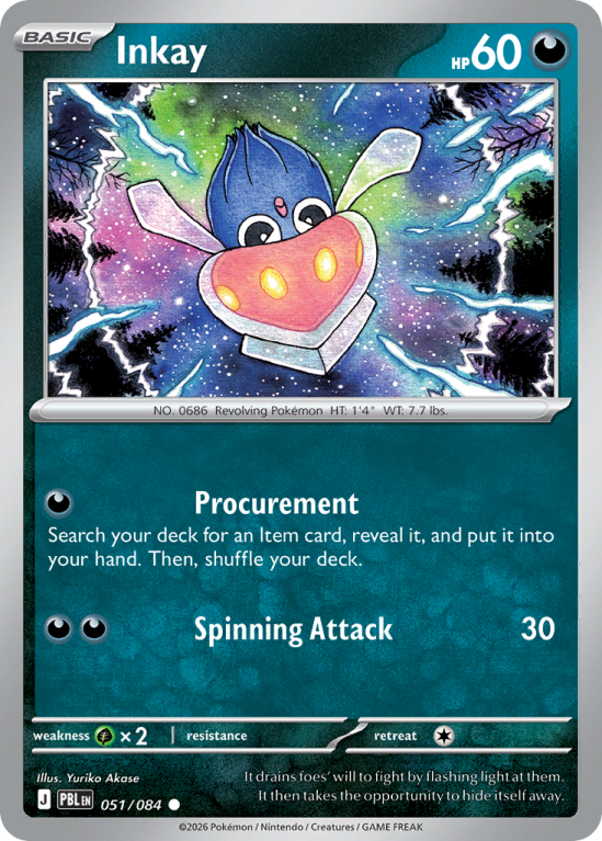 Pokémonkaart Inkay nummer 51/84 uit de set Pitch Black (Mega Evolution)