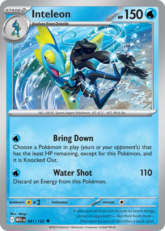 Pokémonkaart Inteleon nummer 41/132 uit de set Mega Evolution