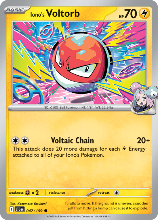 Pokémonkaart Iono's Voltorb nummer 47/159 uit de set Journey Together (Scarlet & Violet)