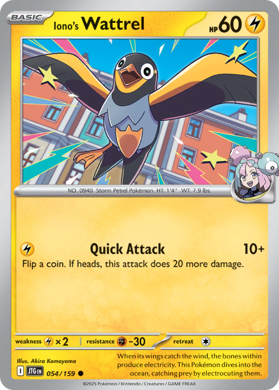 Pokémonkaart Iono's Wattrel nummer 54/159 uit de set Journey Together (Scarlet & Violet)