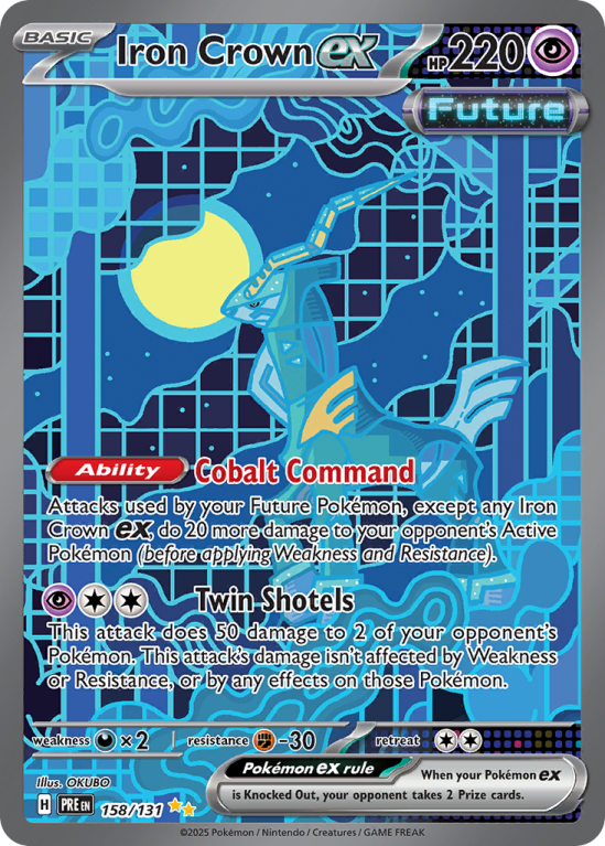 Pokémonkaart Iron Crown ex nummer 158/131 uit de set Prismatic Evolutions (Scarlet & Violet)