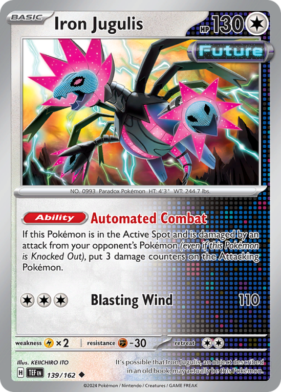 Pokémonkaart Iron Jugulis nummer 139/162 uit de set Temporal Forces (Scarlet & Violet)