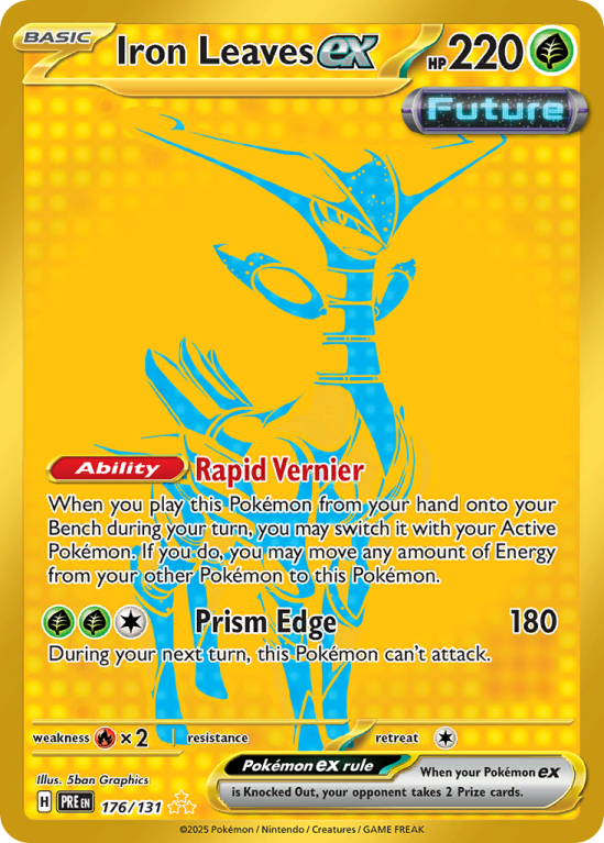Pokémonkaart Iron Leaves ex nummer 176/131 uit de set Prismatic Evolutions (Scarlet & Violet)