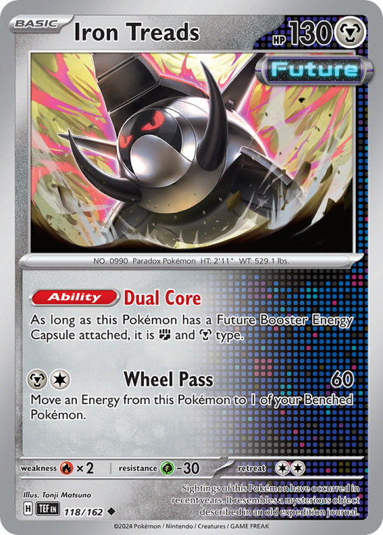 Pokémonkaart Iron Treads nummer 118/162 uit de set Temporal Forces (Scarlet & Violet)