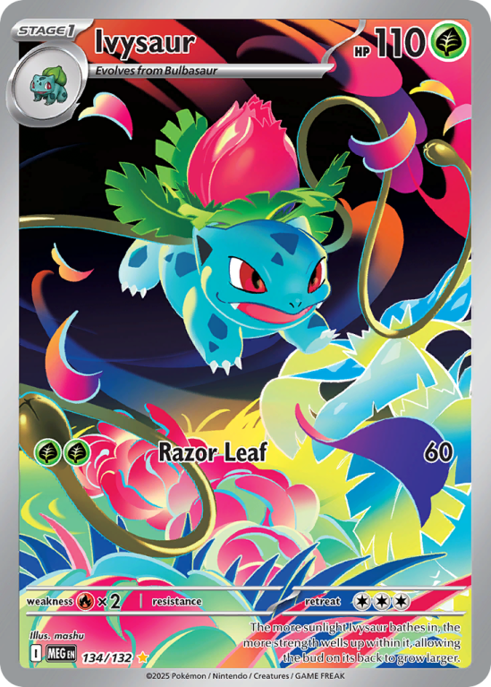 Pokémonkaart Ivysaur nummer 134/132 uit de set Mega Evolution