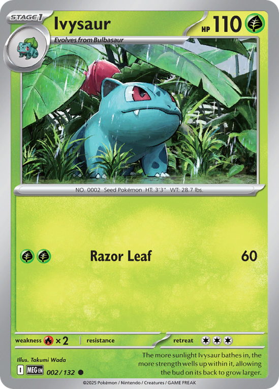 Pokémonkaart Ivysaur nummer 2/132 uit de set Mega Evolution