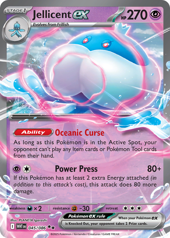 Pokémonkaart Jellicent ex nummer 45/86 uit de set White Flare (Scarlet & Violet)