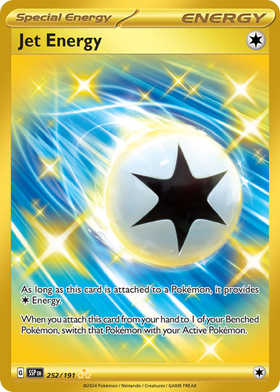Pokémonkaart Jet Energy nummer 252/191 uit de set Surging Sparks (Scarlet & Violet)