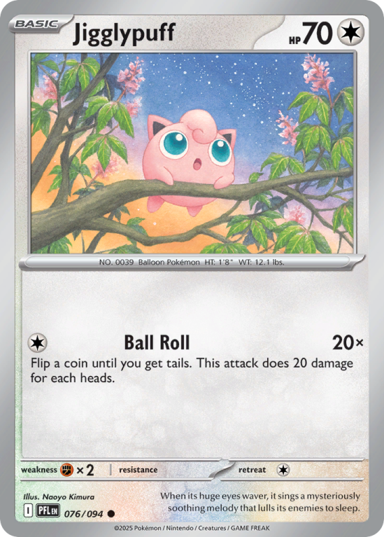 Pokémonkaart Jigglypuff nummer 76/94 uit de set Phantasmal Flames (Mega Evolution)