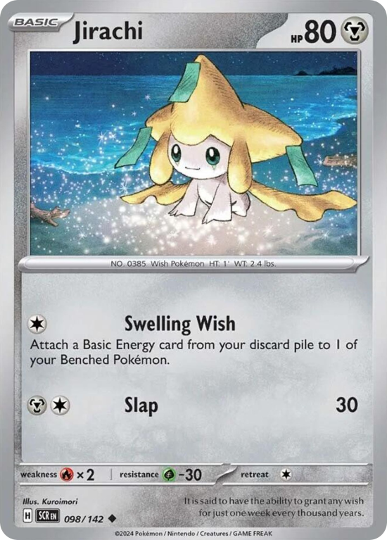 Pokémonkaart Jirachi nummer 98/142 uit de set Stellar Crown (Scarlet & Violet)
