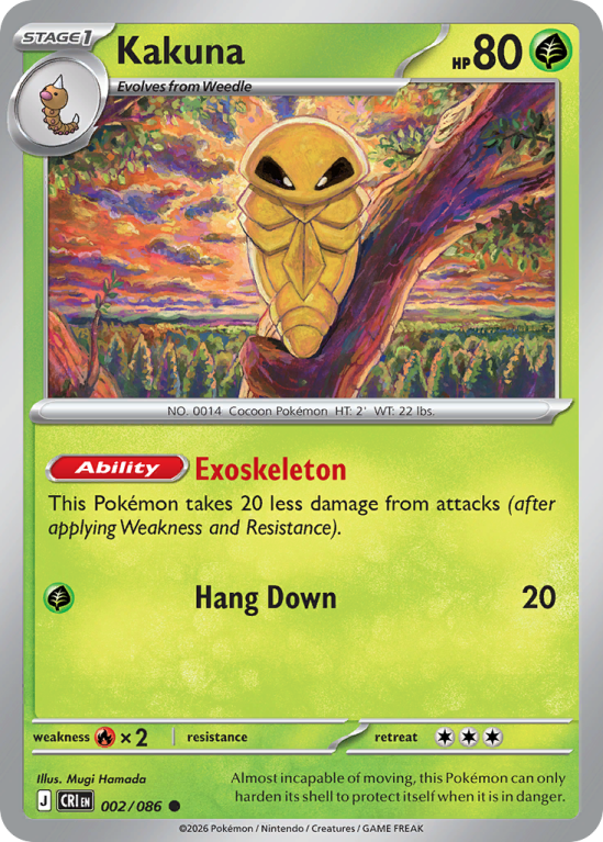 Pokémonkaart Kakuna nummer 2/86 uit de set Chaos Rising (Mega Evolution)