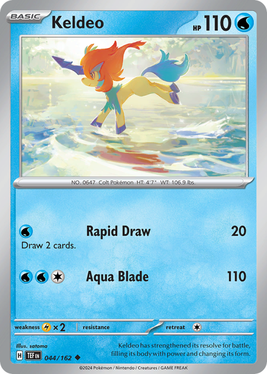 Pokémonkaart Keldeo nummer 44/162 uit de set Temporal Forces (Scarlet & Violet)