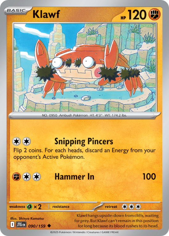 Pokémonkaart Klawf nummer 90/159 uit de set Journey Together (Scarlet & Violet)