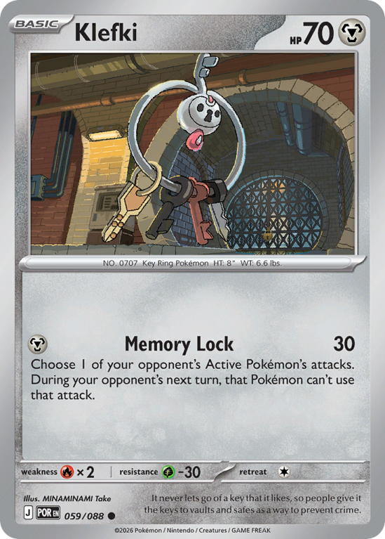 Pokémonkaart Klefki nummer 59/88 uit de set Perfect Order (Mega Evolution)