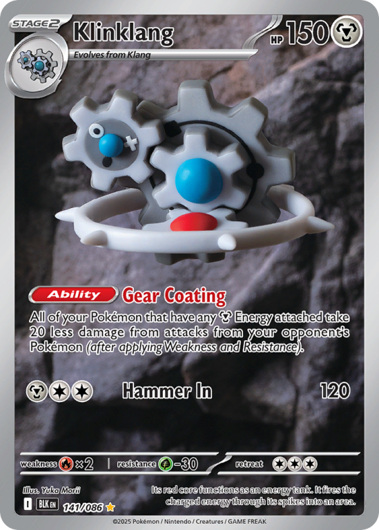 Pokémonkaart Klinklang nummer 141/86 uit de set Black Bolt (Scarlet & Violet)