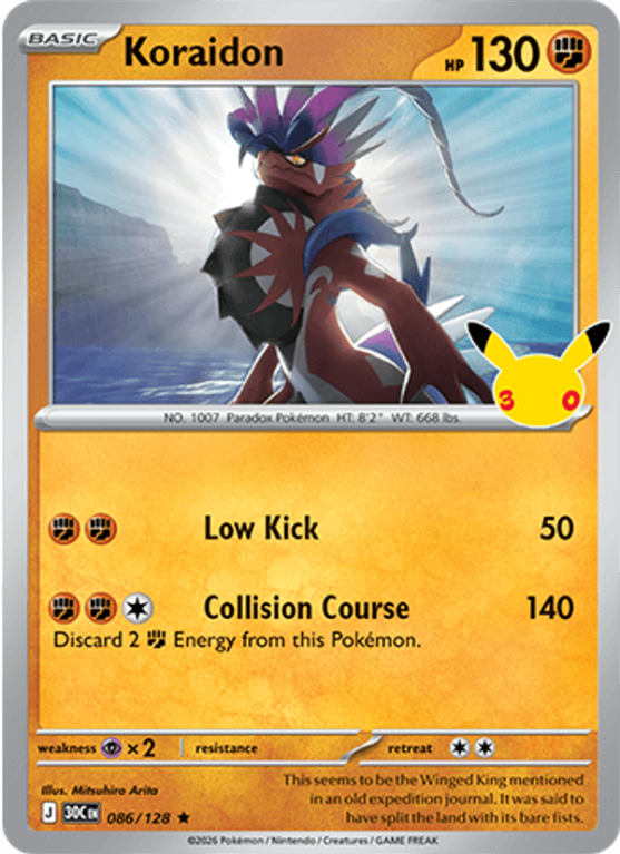 Pokémonkaart Koraidon nummer 086/128 uit de set 30th Celebration (Mega Evolution)