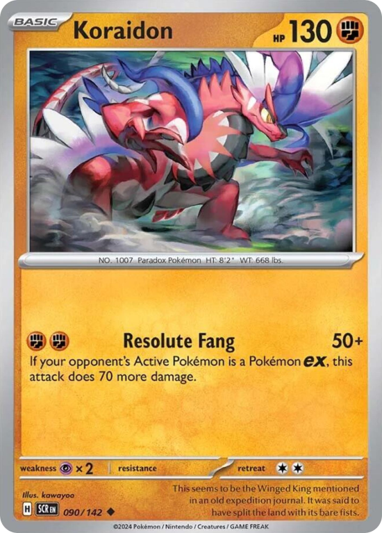 Pokémonkaart Koraidon nummer 90/142 uit de set Stellar Crown (Scarlet & Violet)