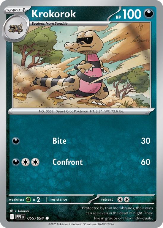 Pokémonkaart Krokorok nummer 65/94 uit de set Phantasmal Flames (Mega Evolution)