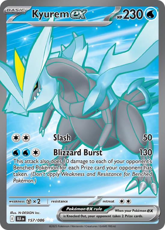 Pokémonkaart Kyurem ex nummer 157/86 uit de set Black Bolt (Scarlet & Violet)