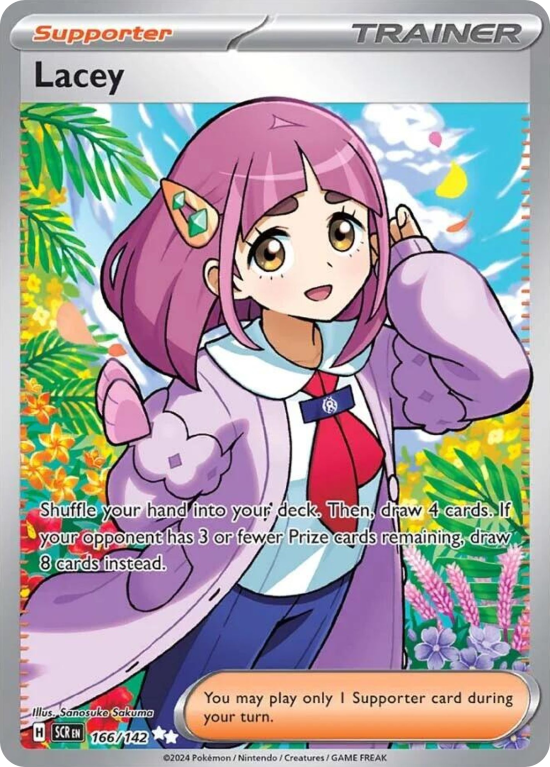 Pokémonkaart Lacey nummer 166/142 uit de set Stellar Crown (Scarlet & Violet)