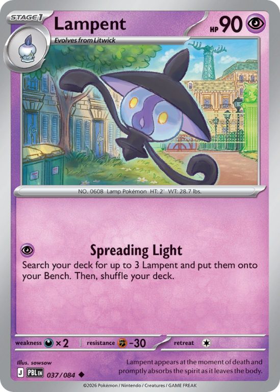 Pokémonkaart Lampent nummer 37/84 uit de set Pitch Black (Mega Evolution)